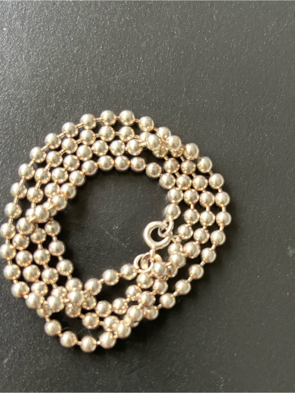 .925 Sterling Silver Beaded Necklace Women's Fine Jewelry